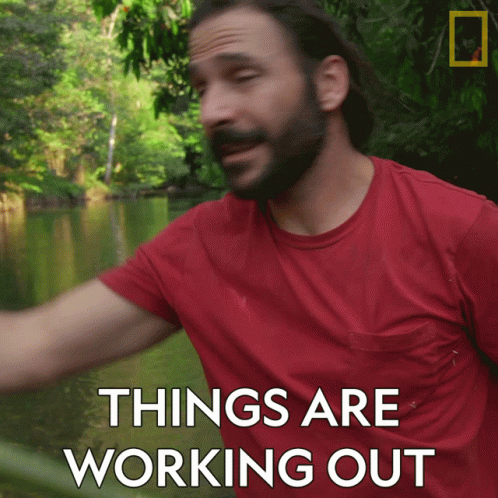 A Man In A Red Shirt With The Words Things Are Working Out On The Bottom GIF