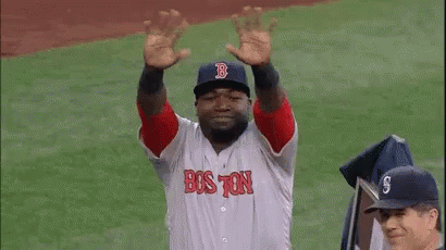 a man in a red sox uniform is standing on a baseball field .