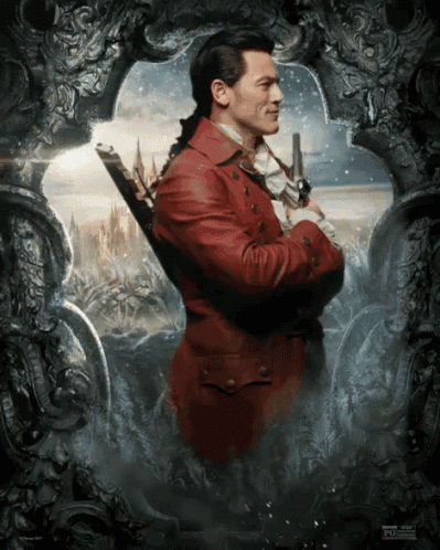 A Man In A Red Suit Is Holding A Sword GIF