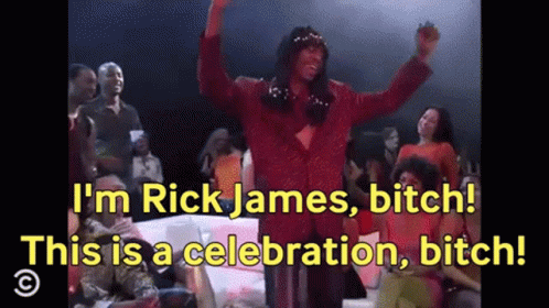 A Man In A Red Suit Says I 'M Rick James Bitch And This Is A Celebration Bitch GIF
