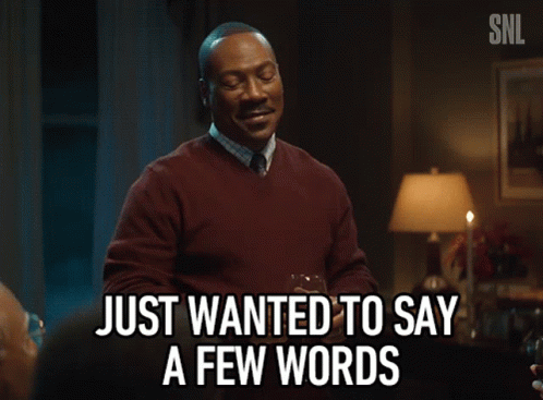 A Man In A Red Sweater Is Saying Just Wanted To Say A Few Words GIF