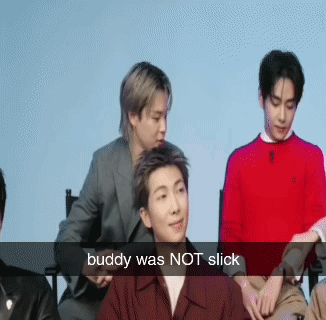 A Man In A Red Sweater Says Buddy Was Not Slick On A Screen GIF