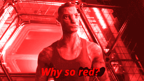 A Man In A Red Tank Top With The Words Why So Red Behind Him GIF