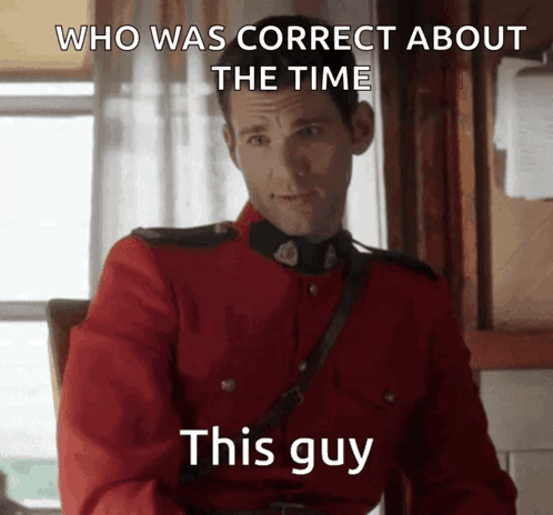 Man In Red Uniform Correct About The Time GIF