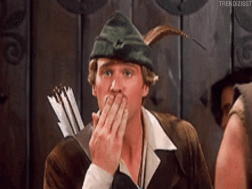 Robin Hood Covering Mouth Holding Arrow GIF