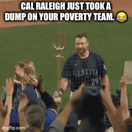 A Man In A Seattle Jersey Stands In Front Of A Crowd GIF