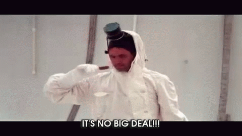 A Man In A Snow Suit Is Holding A Stick And Saying `` It 'S No Big Deal !!! '' GIF