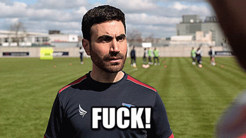 A Man In A Soccer Uniform With The Word Fuck On It GIF