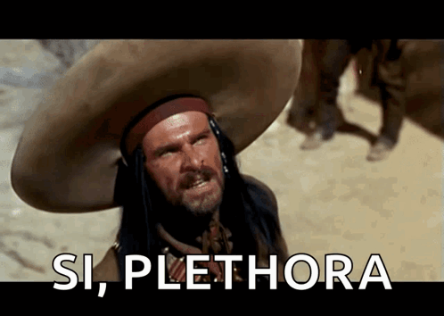 A Man In A Sombrero Says " Si Plethora " In The Desert GIF