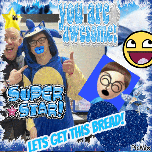 A Man In A Sonic Costume Giving A Thumbs Up Next To Another Man GIF