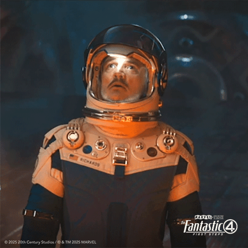 A Man In A Space Suit With The Name Richards On The Front GIF
