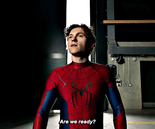 A Man In A Spiderman Costume Is Asking If He Is Ready GIF