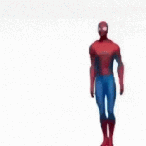 A Man In A Spiderman Costume Is Jumping In The Air On A White Background . GIF