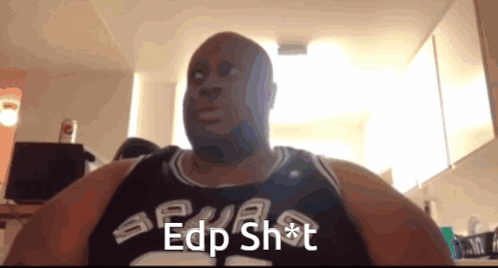 A Man In A Spurs Jersey Says " Edp Shot " GIF