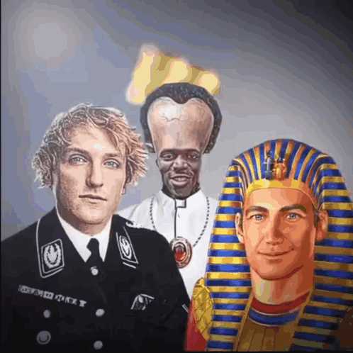 A Man In A Ss Uniform Stands Next To A Pharaoh And A Priest GIF