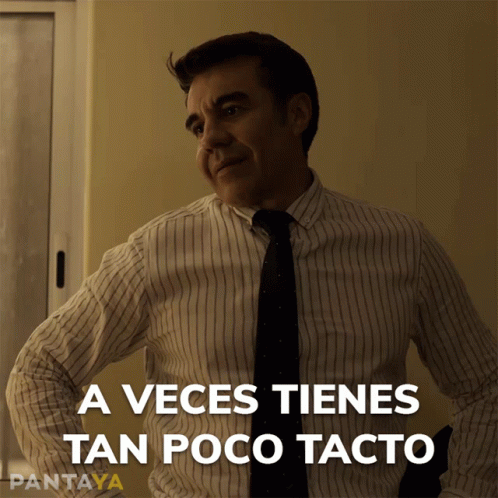 A Man In A Striped Shirt And Tie Says " A Veces Tienes Tan Poco Taco " GIF