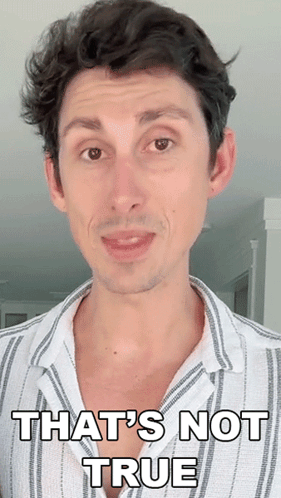 A Man In A Striped Shirt Is Making A Funny Face And Says " That 'S Not True " GIF