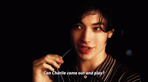 A Man In A Striped Shirt Says " Can Charlie Come Out And Play ? " GIF