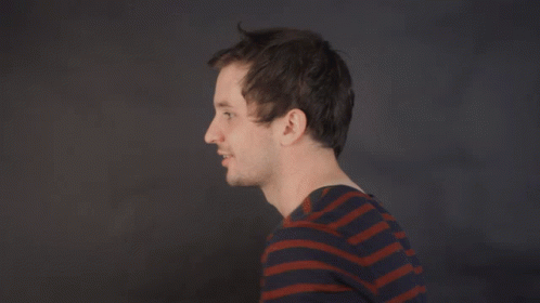 A Man In A Striped Shirt Says " Deal With It " In White Letters GIF