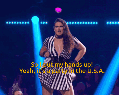 A Man In A Striped Shirt Says So I Put My Hands Up GIF