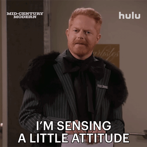 A Man In A Striped Suit Says I 'M Sensing A Little Attitude GIF