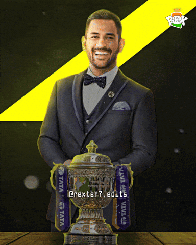 A Man In A Suit And Bow Tie Holds A Trophy With Ribbons That Say Tata GIF