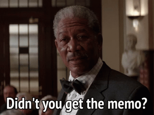 A Man In A Suit And Bow Tie Is Asking Didn 'T You Get The Memo GIF
