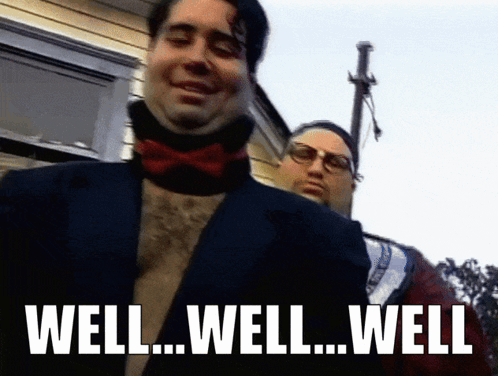 A Man In A Suit And Bow Tie With The Words Well Well Well GIF