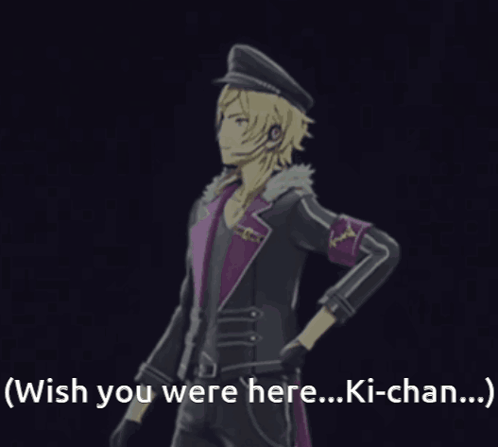 A Man In A Suit And Hat Says " Wish You Were Here Ki-Chan ... " GIF