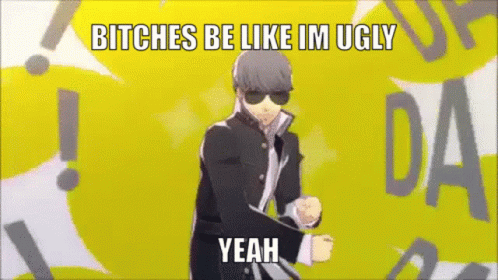 A Man In A Suit And Sunglasses Says " Bitches Be Like Im Ugly Yeah " . GIF