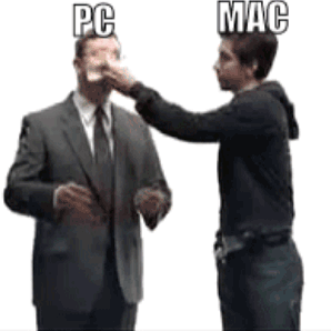 A Man In A Suit And Tie Is Being Slapped By Another Man In A Black Shirt . GIF