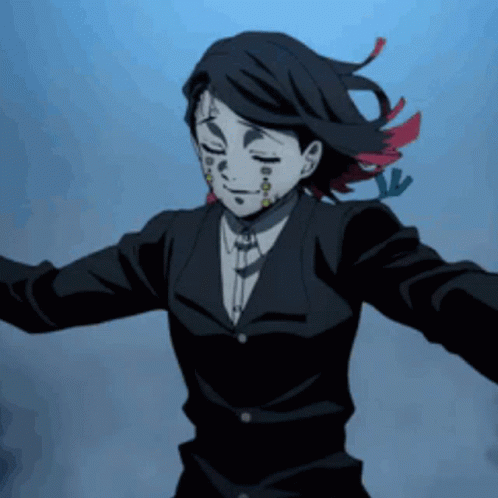 A Man In A Suit And Tie Is Dancing With His Arms Outstretched And His Eyes Closed . GIF