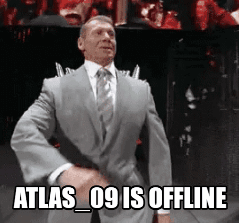 A Man In A Suit And Tie Is Dancing With The Caption Atlas 09 Is Offline GIF
