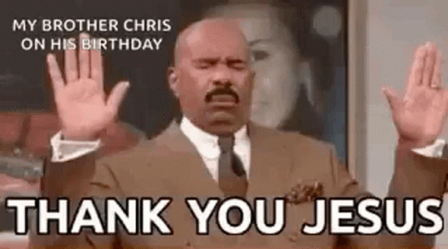 A Man In A Suit And Tie Is Giving A Speech And Saying `` Thank You Jesus '' . GIF