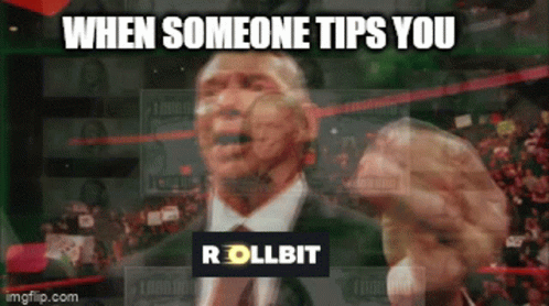 A Man In A Suit And Tie Is Giving A Thumbs Up With The Words " When Someone Tips You " Above Him GIF