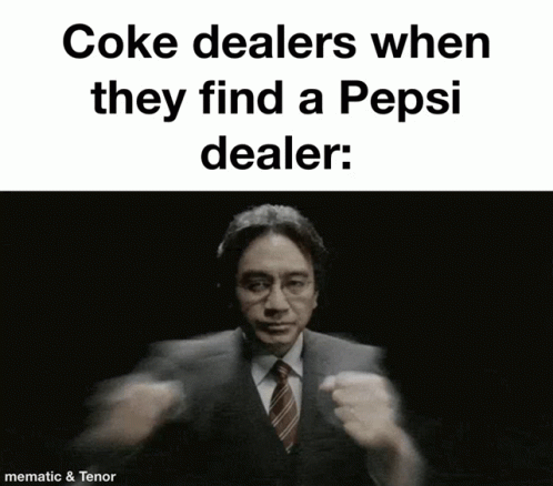 A Man In A Suit And Tie Is Holding A Bottle Of Pepsi GIF