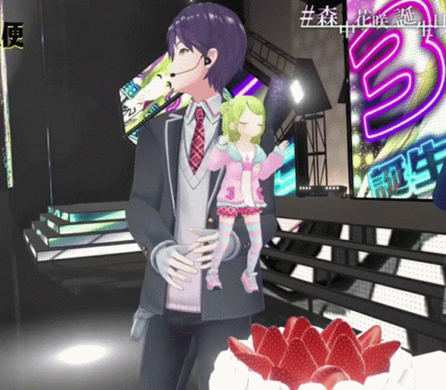 A Man In A Suit And Tie Is Holding A Little Girl In His Arms GIF
