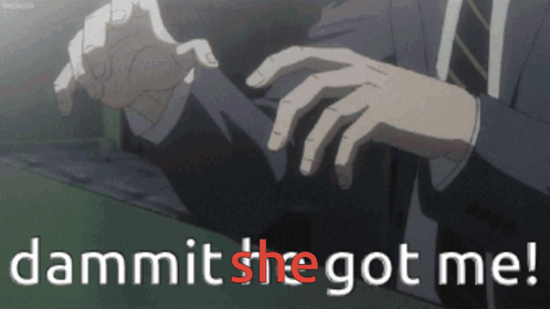 A Man In A Suit And Tie Is Holding Another Man 'S Arm With The Words Dammit She Got Me Written Below Him GIF