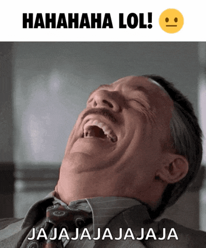 A Man In A Suit And Tie Is Laughing With The Caption ' Hahahaha Lol Jajajajaja ' GIF