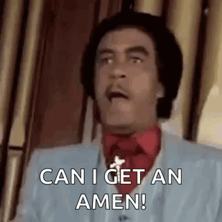 A Man In A Suit And Tie Is Making A Funny Face And Saying `` Can I Get An Amen ! '' GIF