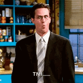 A Man In A Suit And Tie Is Making A Funny Face And Saying `` Tmi ... '' . GIF