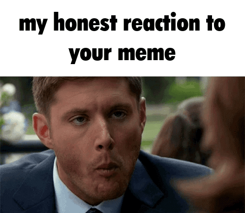 A Man In A Suit And Tie Is Making A Funny Face With The Words My Honest Reaction To Your Meme Below Him GIF