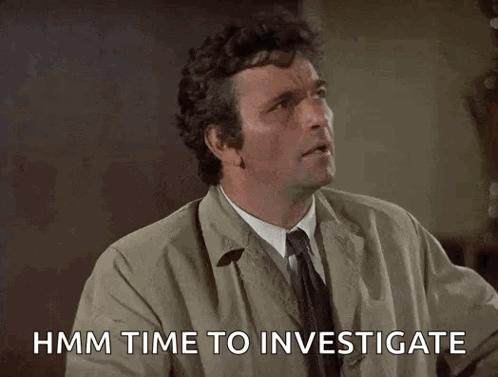 A Man In A Suit And Tie Is Pointing Up And Says Hmm Time To Investigate GIF