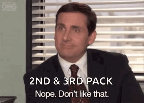A Man In A Suit And Tie Is Saying " 2Nd And 3Rd Pack Nope Don 'T Like That " GIF