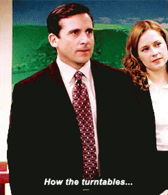 A Man In A Suit And Tie Is Saying How The Turntables ... GIF