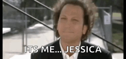 A Man In A Suit And Tie Is Saying It 'S Me Jessica . GIF
