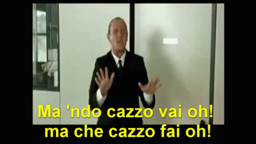 A Man In A Suit And Tie Is Saying Ma 'Ndo Cazzo Vai Oh Ma Che Cazzo Fai Oh GIF