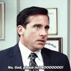 A Man In A Suit And Tie Is Saying `` No , God , Please No ! Noooooo ! '' GIF