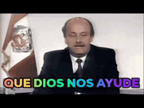 A Man In A Suit And Tie Is Saying Que Dios Nos Ayuda GIF