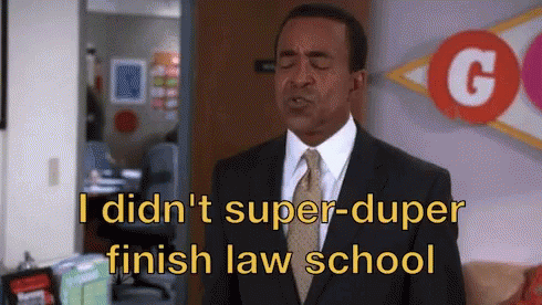 Man In Suit Saying He Didn't Finish Law School GIF